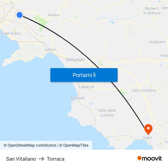 San Vitaliano to Torraca map