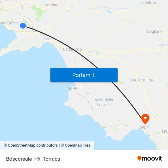 Boscoreale to Torraca map