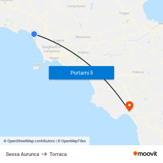 Sessa Aurunca to Torraca map