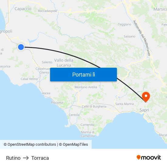 Rutino to Torraca map