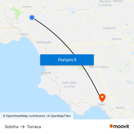 Solofra to Torraca map