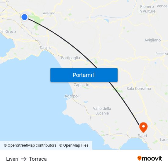 Liveri to Torraca map