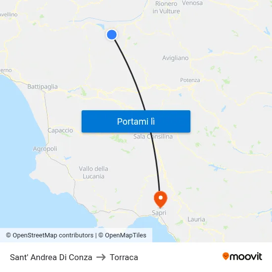 Sant' Andrea Di Conza to Torraca map