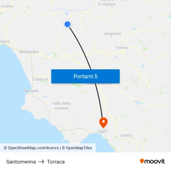 Santomenna to Torraca map
