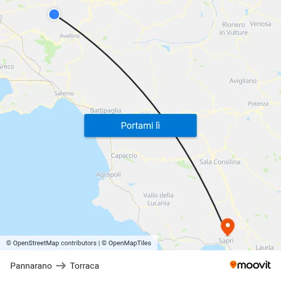 Pannarano to Torraca map