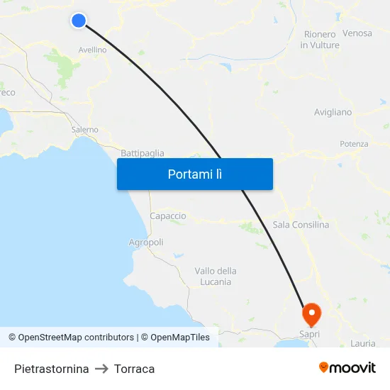 Pietrastornina to Torraca map