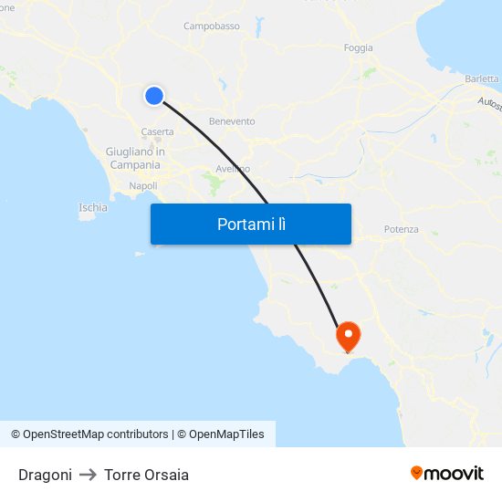 Dragoni to Torre Orsaia map