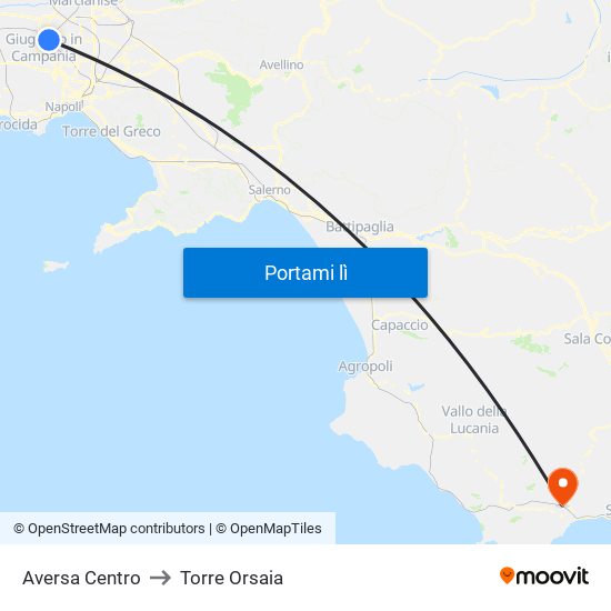 Aversa Centro to Torre Orsaia map