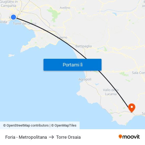 Foria - Metropolitana to Torre Orsaia map