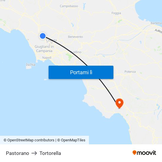 Pastorano to Tortorella map