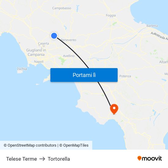 Telese Terme to Tortorella map