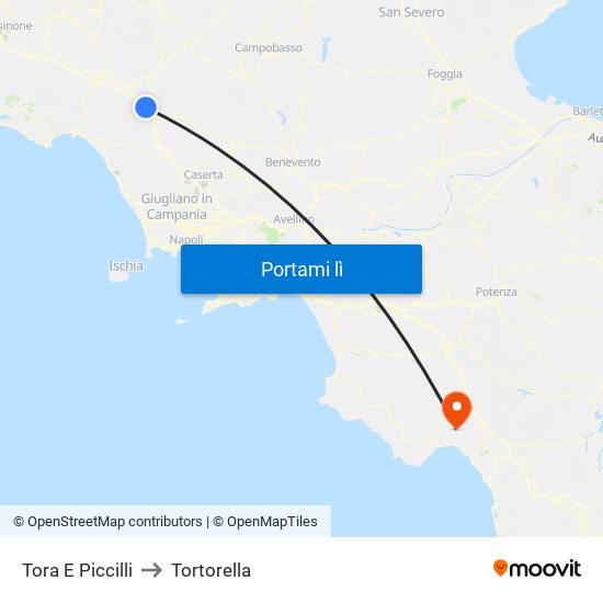 Tora E Piccilli to Tortorella map