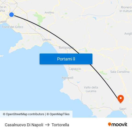 Casalnuovo Di Napoli to Tortorella map