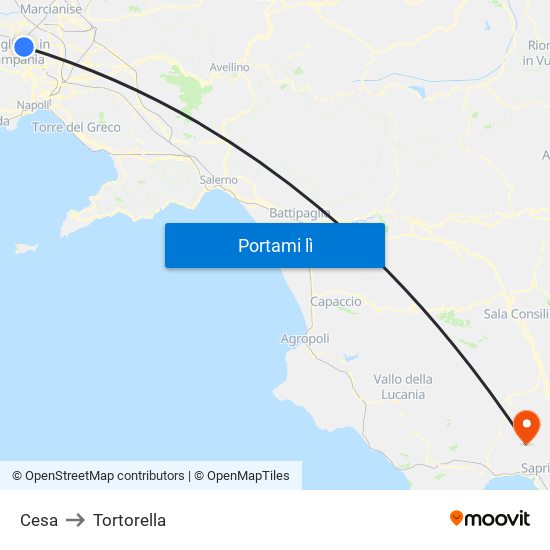 Cesa to Tortorella map