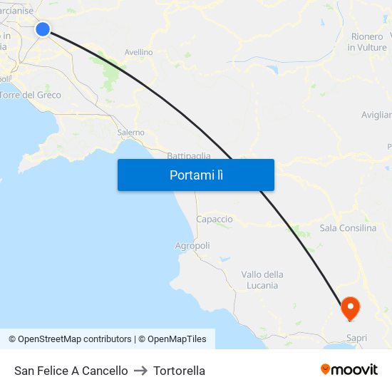 San Felice A Cancello to Tortorella map