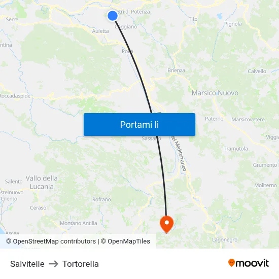 Salvitelle to Tortorella map