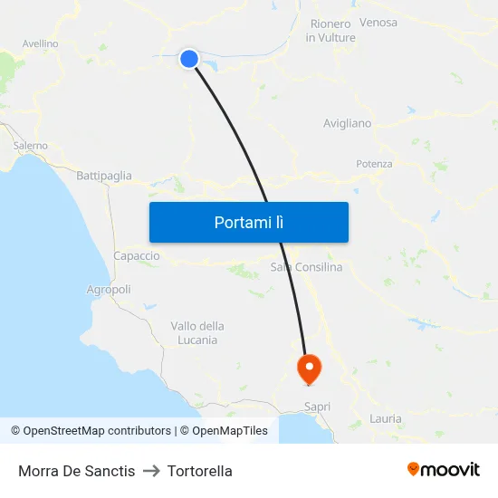 Morra De Sanctis to Tortorella map