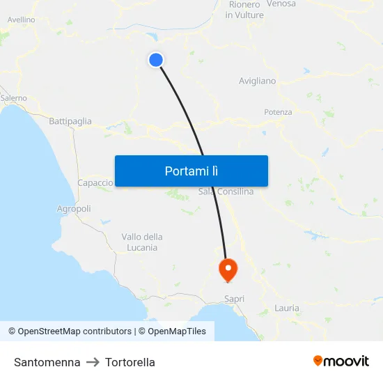 Santomenna to Tortorella map
