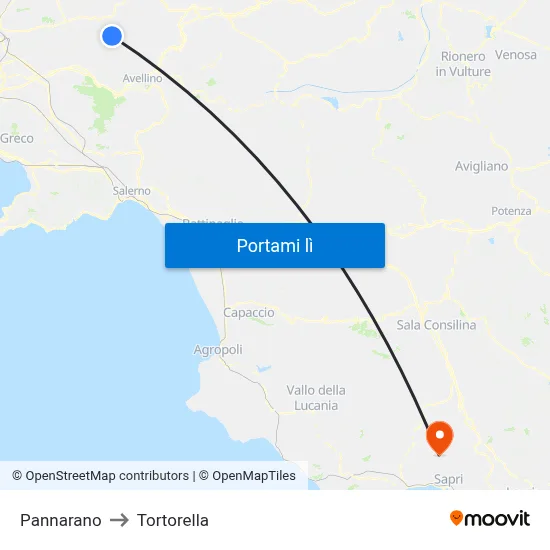 Pannarano to Tortorella map