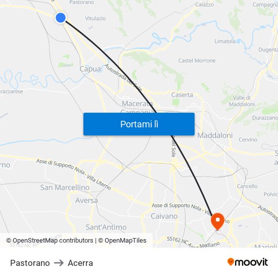 Pastorano to Acerra map