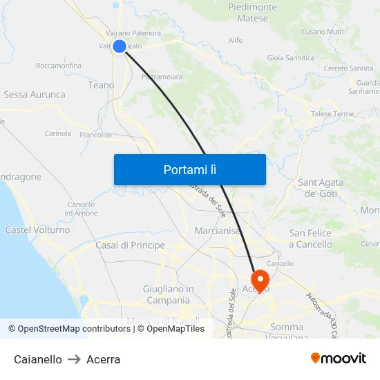 Caianello to Acerra map