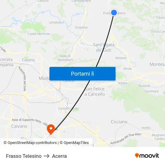 Frasso Telesino to Acerra map