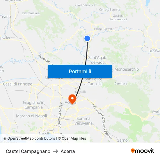 Castel Campagnano to Acerra map