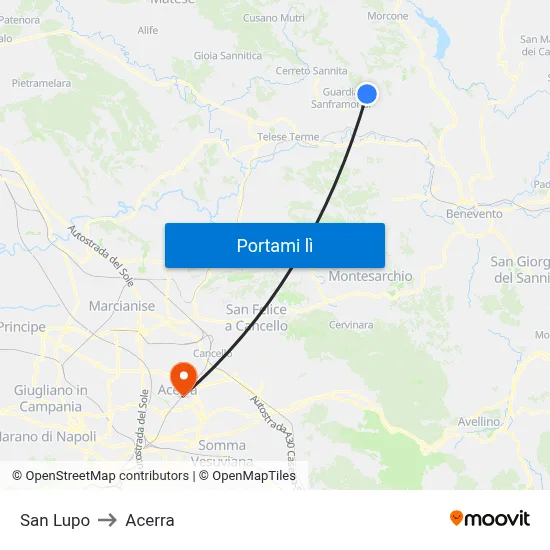 San Lupo to Acerra map