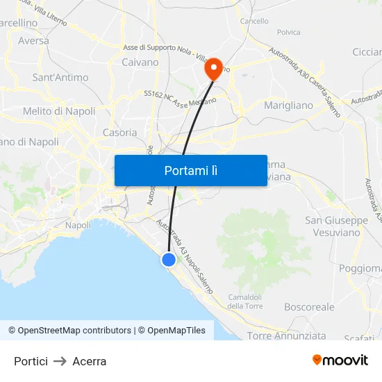 Portici to Acerra map