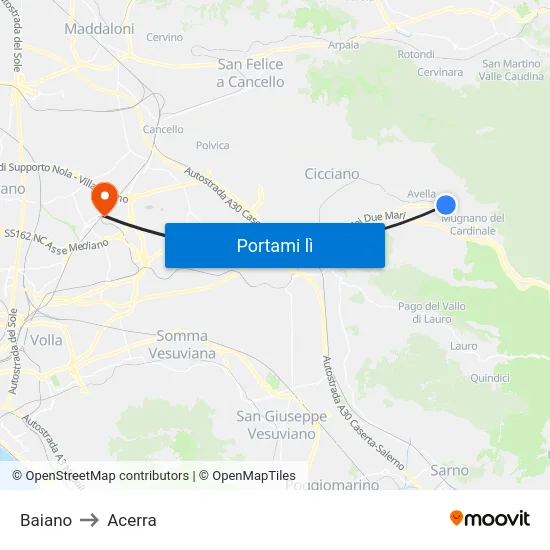 Baiano to Acerra map