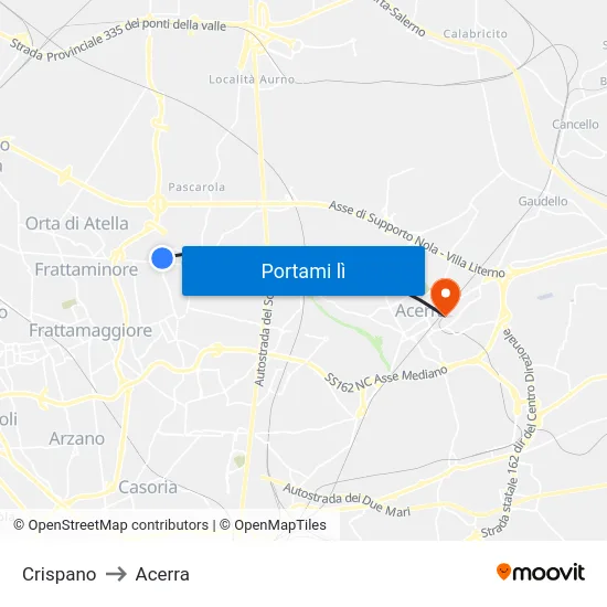 Crispano to Acerra map