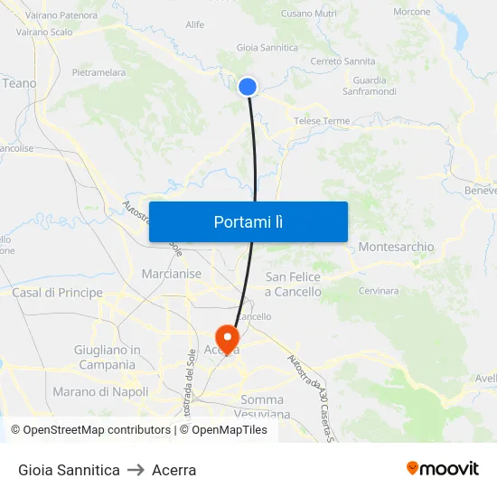 Gioia Sannitica to Acerra map