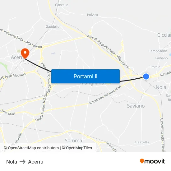 Nola to Acerra map