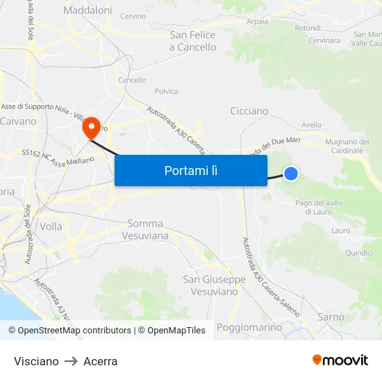 Visciano to Acerra map