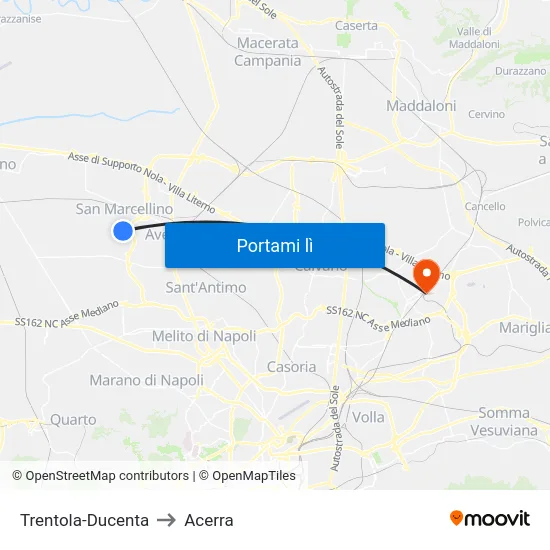 Trentola-Ducenta to Acerra map