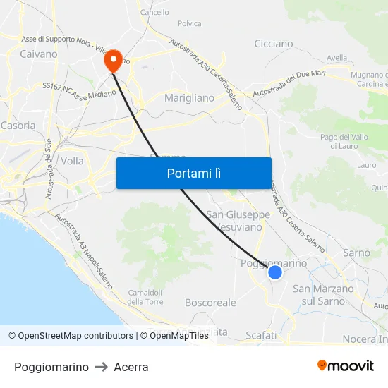 Poggiomarino to Acerra map