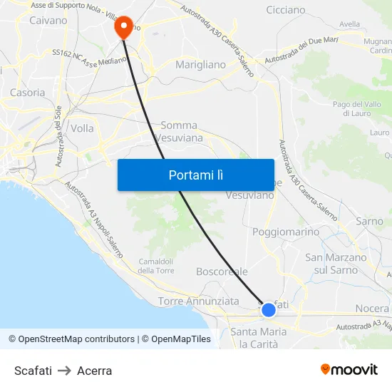 Scafati to Acerra map