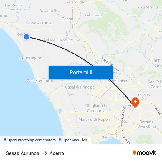 Sessa Aurunca to Acerra map