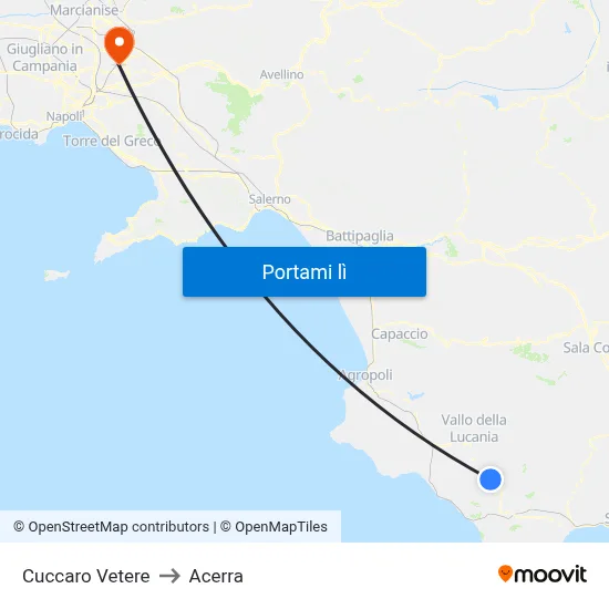 Cuccaro Vetere to Acerra map