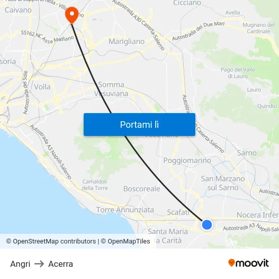 Angri to Acerra map