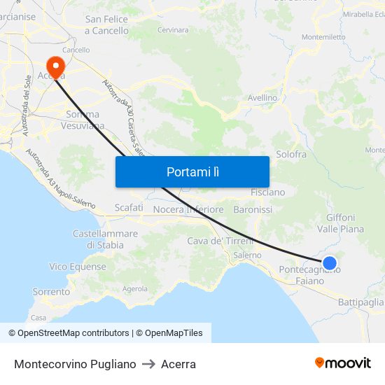 Montecorvino Pugliano to Acerra map