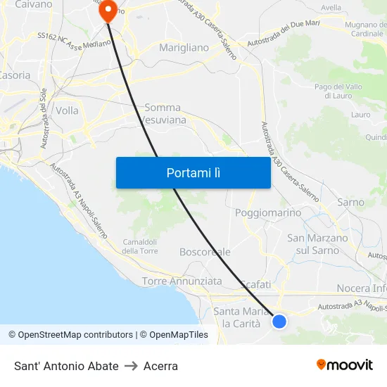Sant' Antonio Abate to Acerra map