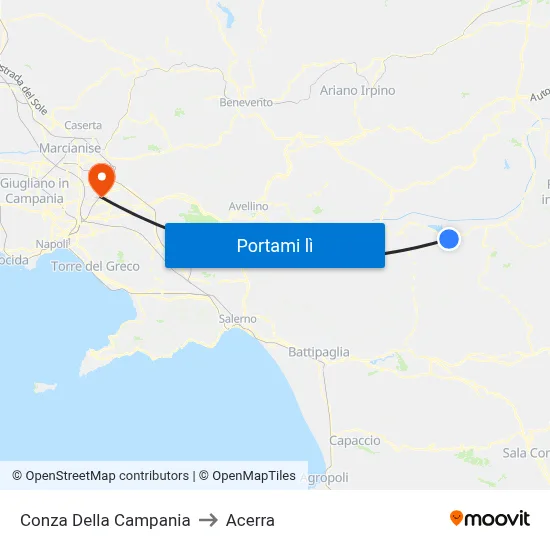 Conza Della Campania to Acerra map