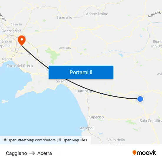 Caggiano to Acerra map