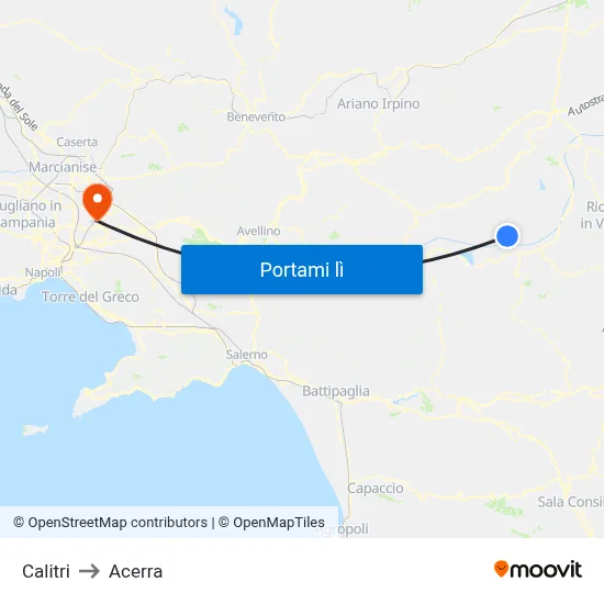 Calitri to Acerra map