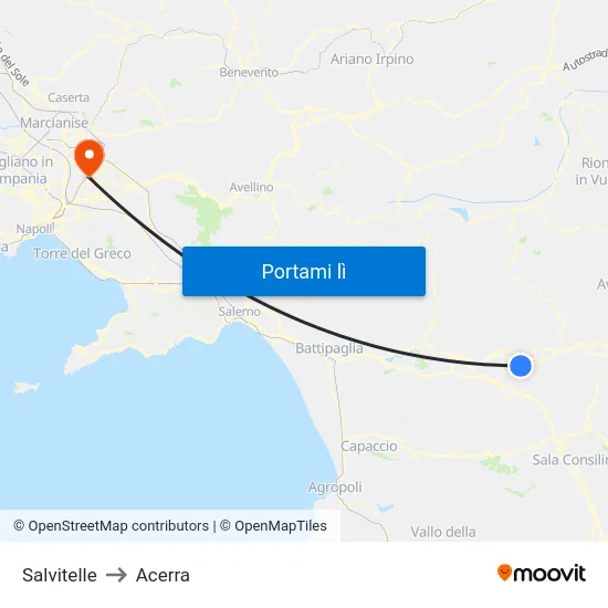 Salvitelle to Acerra map