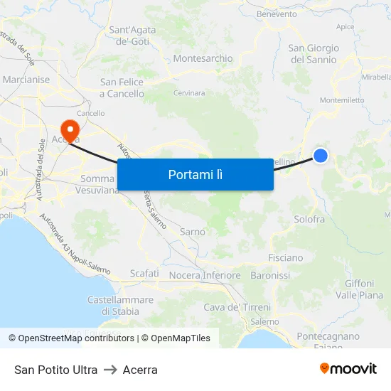 San Potito Ultra to Acerra map