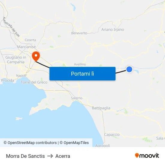 Morra De Sanctis to Acerra map