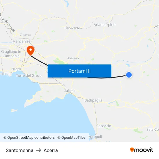 Santomenna to Acerra map