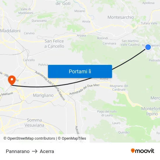 Pannarano to Acerra map